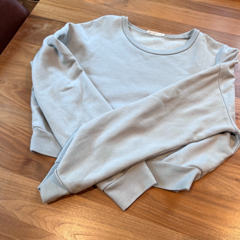 Cropped Reformation Light Blue Crewneck